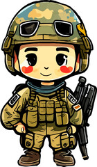 Naklejka premium cute soldier, color cute soldier vector illustration