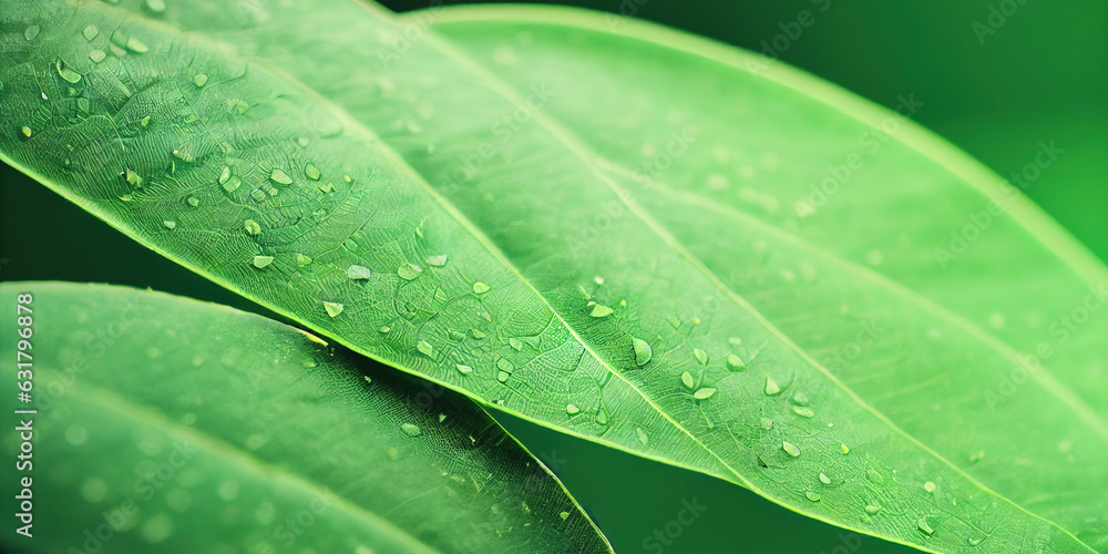 Poster green leaf background close up view. nature foliage abstract of leave texture for showing concept of