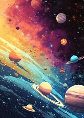 Naklejka premium A planet in universe with other life , space planets. Generative Ai.