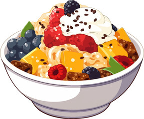 bingsu, food, color bingsu vector illustration