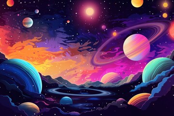 A planet in universe with other life , space planets. Generative Ai.
