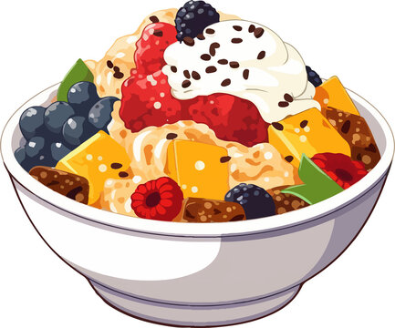 bingsu, food, color bingsu vector illustration