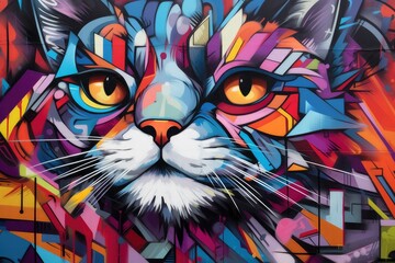 Digital artwork "Pop Art Cat" - colourful and unique.