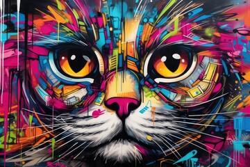 Digital artwork "Pop Art Cat" - colourful and unique. © Michael