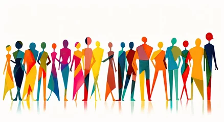 Fotobehang Colorful silhouettes of a diverse and multicultural community. Illustration of a multiethnic group of people. © LeitnerR