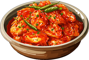 kimchi, food, color kimchi vector illustration - obrazy, fototapety, plakaty