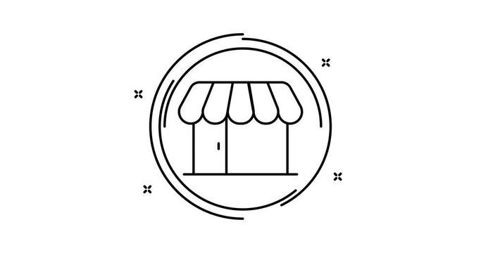 store animated outline icon with alpha channel. store rotation appearance 4k video animation for web, mobile and ui design