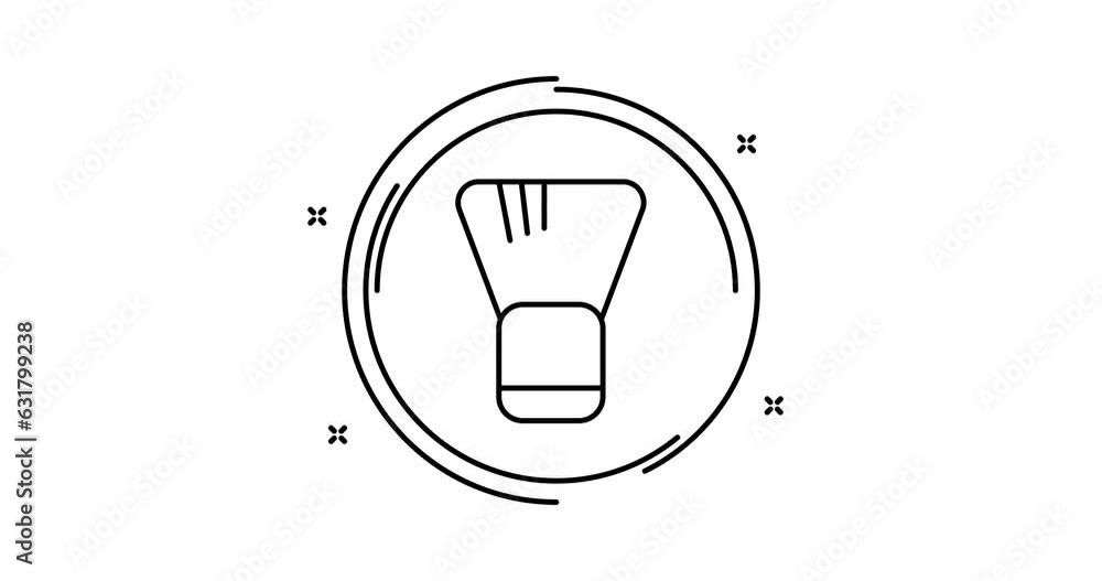 Poster shaving brush animated outline icon with alpha channel. shaving brush rotation appearance 4k video a