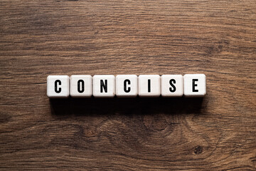 Concise - word concept on building blocks, text