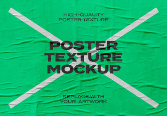 Close-Up Poster Mockup Texture Template Branding Identity Paper Glued Wall Urban