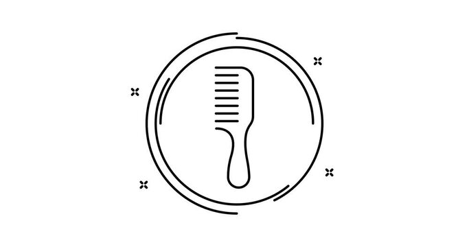 comb animated outline icon with alpha channel. comb rotation appearance 4k video animation for web, mobile and ui design