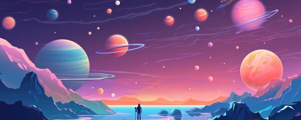 Astronaut in space with universe background in pastel colors. Generative Ai.