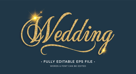 weeding text effect editable with gold and dark color	
