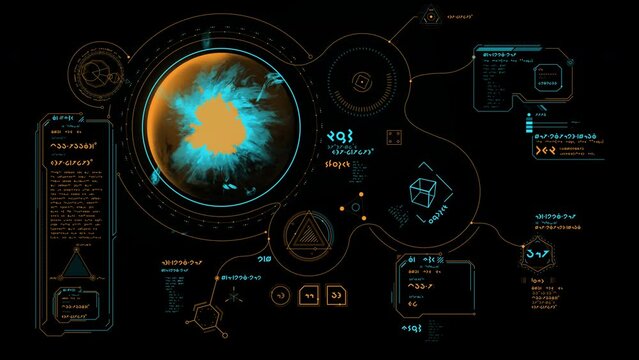 Planetary threats in an animated alien interface.