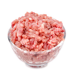 Minced turkey thigh Halal on a white background