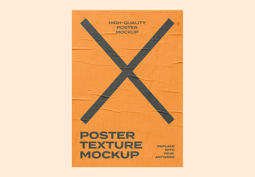 Poster Mockup Texture Art Template Branding Identity Blank Paper Glued Wall Urban