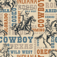 Cowboy rider colorful pattern seamless
