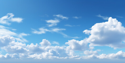 Naklejka na ściany i meble blue sky with cumulus clouds on a sunny day. Generative Ai.