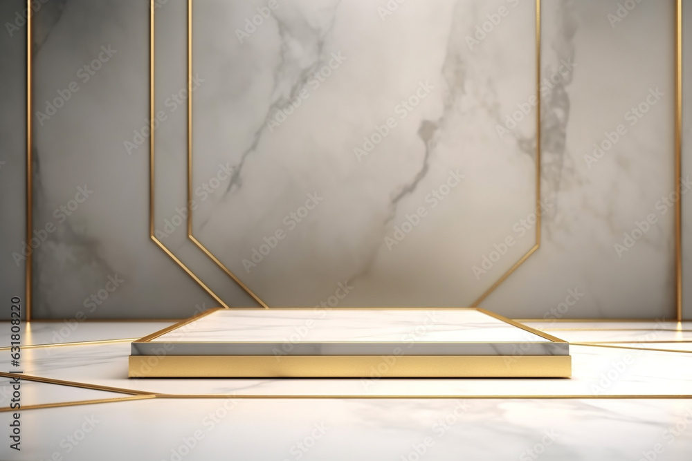 Poster product display background with marble,stone and leaf .minimal background for products presentation.