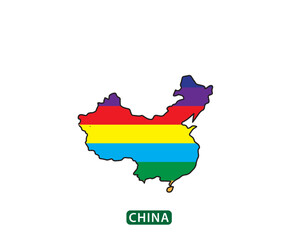 Obraz premium China Map icon flat style icon vector logo illustration