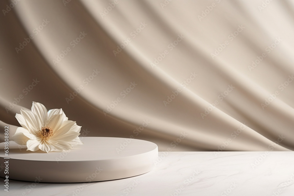 Poster product display background with marble,stone and leaf .minimal background for products presentation.