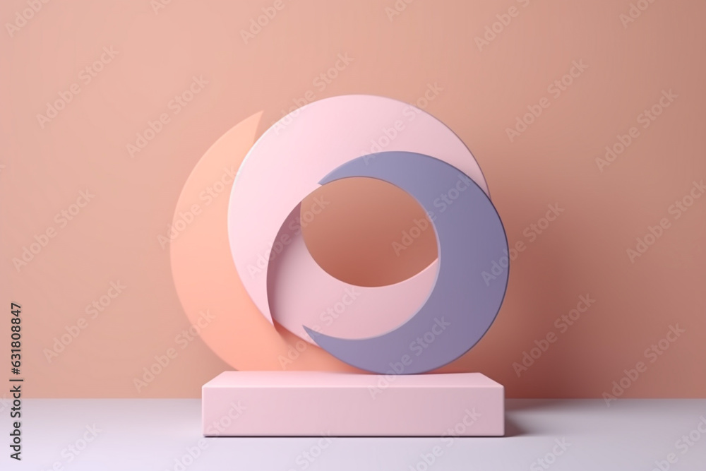 Poster minimal pastel product podium background for cosmetic presentation.created with generative ai techno