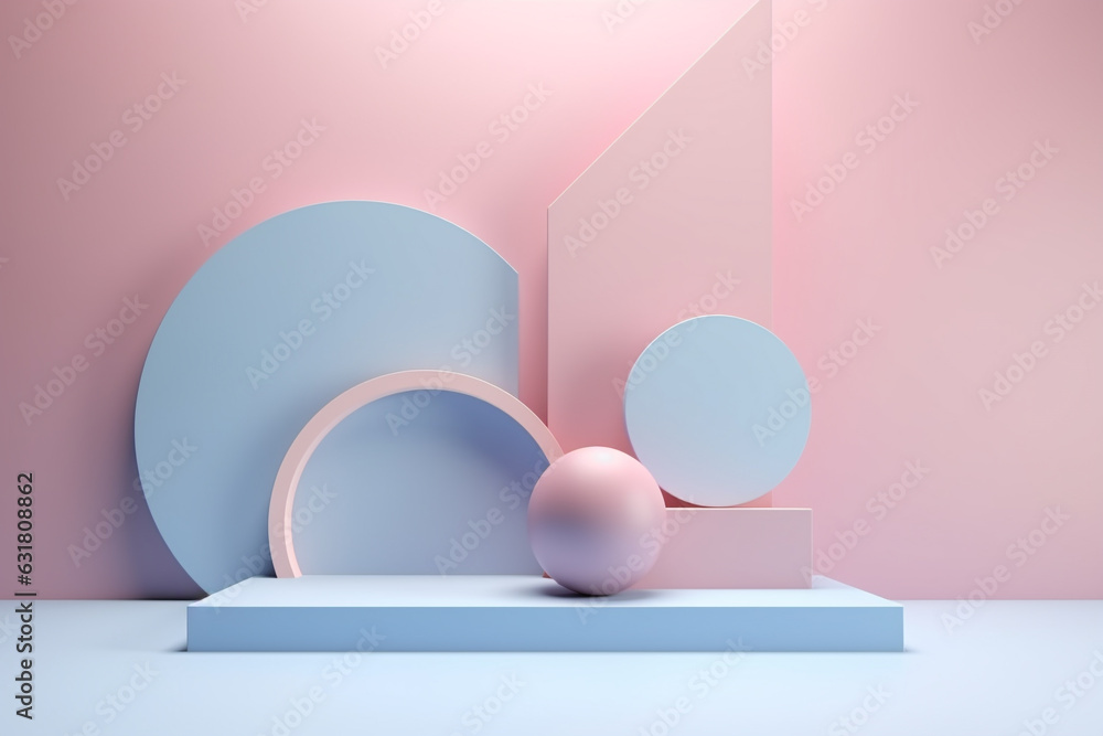 Poster minimal pastel product podium background for cosmetic presentation.created with generative ai techno