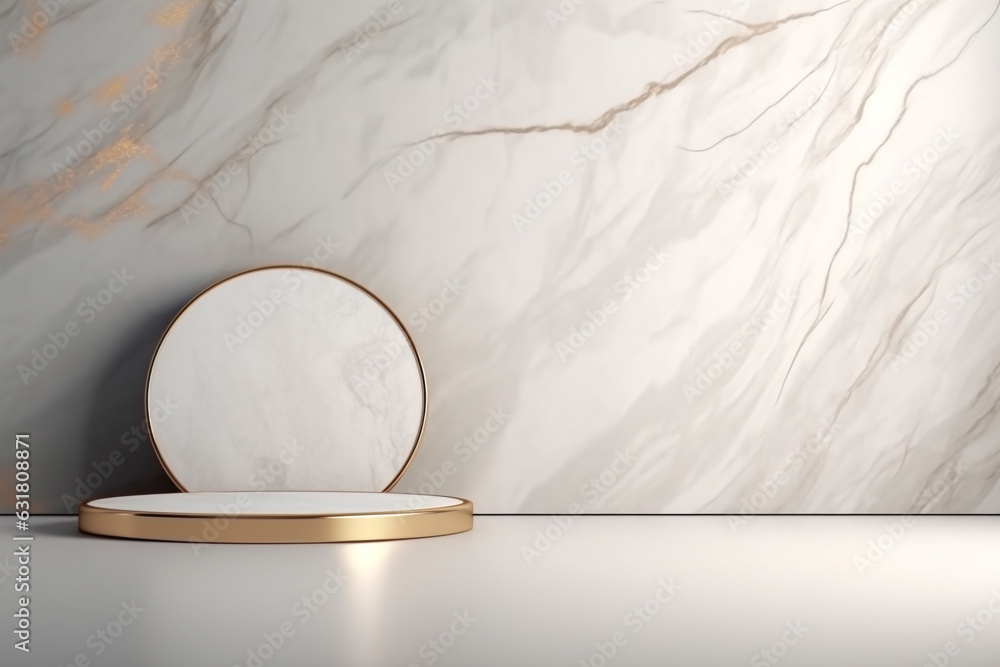 Poster product display background with marble,stone and leaf .minimal background for products presentation.
