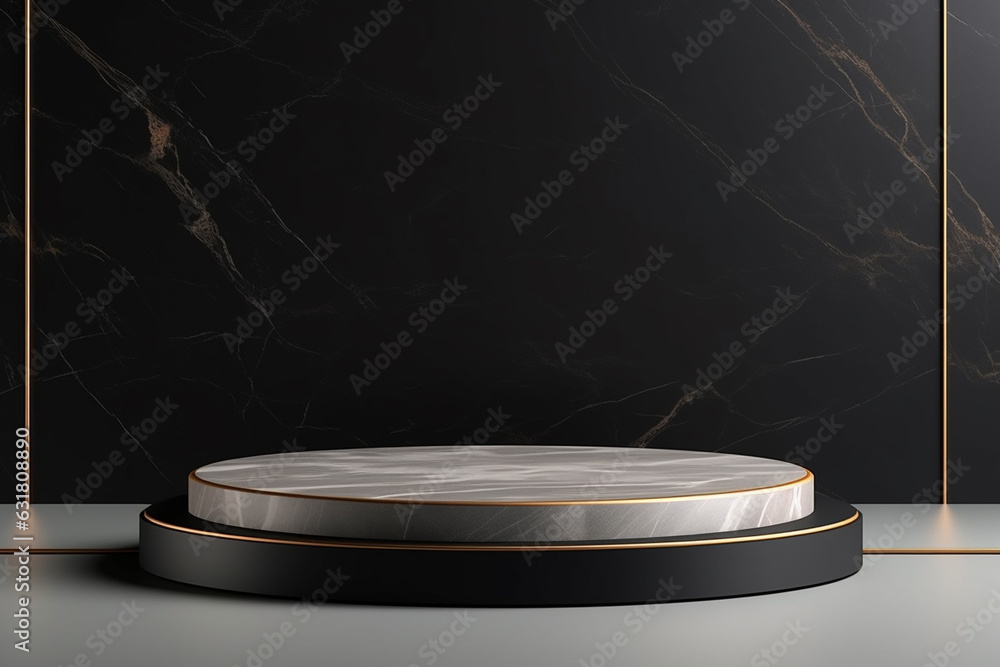 Poster product display background with marble,stone and leaf .minimal background for products presentation.