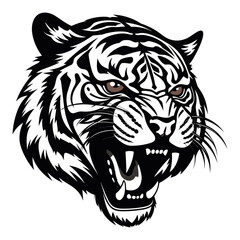angry tiger flat Icon black vector illustration.