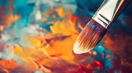 Vibrant Paintbrush Dipped Closeup - obrazy, fototapety, plakaty