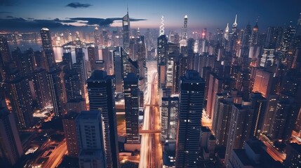 Fototapeta na wymiar Modern city's skyline, Generated AI