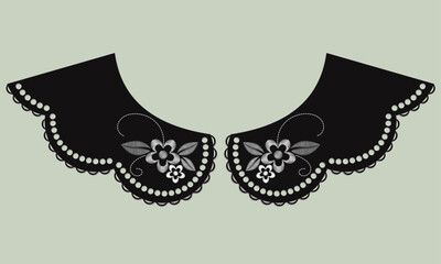 floral embroidery collar design vector.