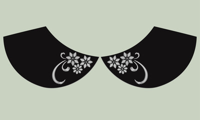 floral embroidery collar design vector.