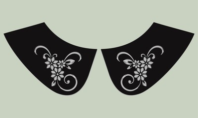 floral embroidery collar design vector.