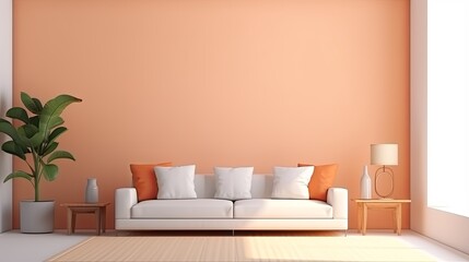 Fototapeta na wymiar living room interior design creative ideas mockup template sofa in contemporary minimal wall decoration easy and relax mood natural color schematic material house beautiful ideas concept,ai generate