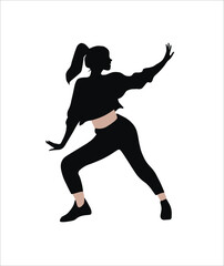 Fototapeta na wymiar Feel the rhythm of movement with this captivating illustration of a dancing girl silhouette in sportswear. Graceful elegance in motion.