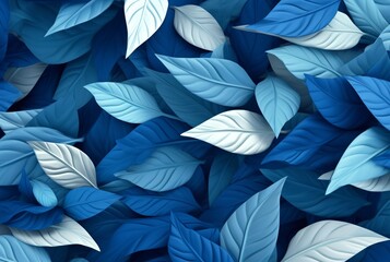 white blue leaves abstract background. generative ai