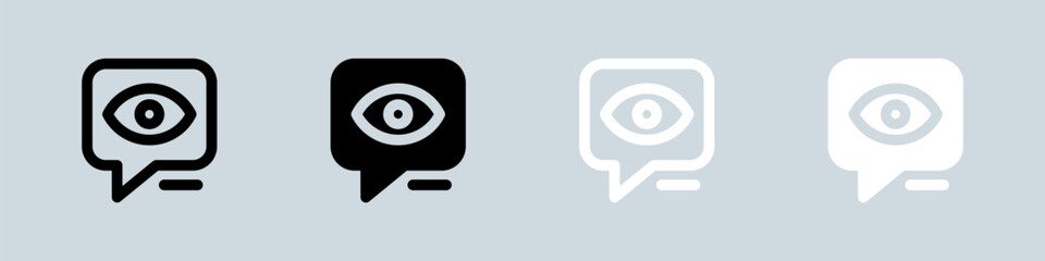 Views icon set in black and white. Eye signs vector illustration.