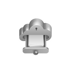 Cloud database metal cabinet shelf icon service infographics hosting server database network and cloud isolated vector illustration.