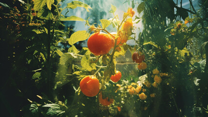 A garden with beautiful flowers, a dreamy atmosphere