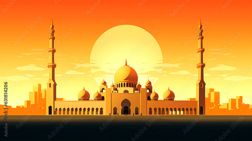 Wall mural Illustration of the beautiful city of Abu Dhabi. United Arab Emirates