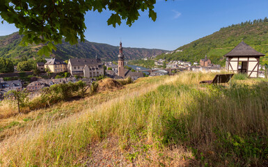 Scenic view of the old fabulous German city Cochem on a sunny day. Germany.