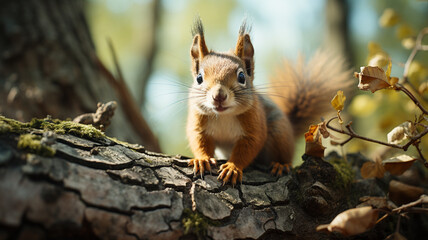 Fototapeta premium squirrel in the forest. generative ai
