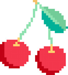 Cherry cartoon icon in pixel style