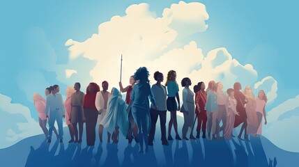 Empowered women gather, championing their rights and liberty, a beacon of resilience and unity. Generative AI