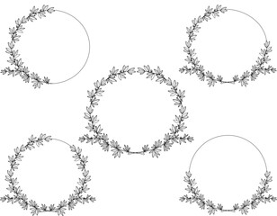 Luxury botanical gold wedding frame elements on white background. Set of circle shapes, glitters, eucalyptus leaves, leaf branches. Elegant foliage design for wedding, card, invitation, greeting