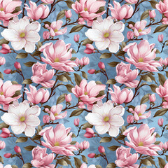 Seamless pattern with vintage pastel flowers. Floral background for cosmetics, perfume, beauty products. Can be used for greeting card, wedding invitation, craft paper, wrapping.