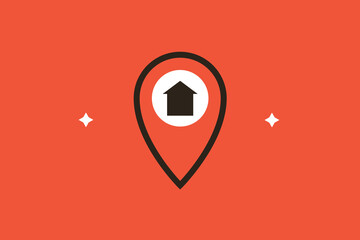 Geometric home location illustration in flat style design. Vector illustration. 