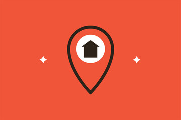 Geometric home location illustration in flat style design. Vector illustration. 